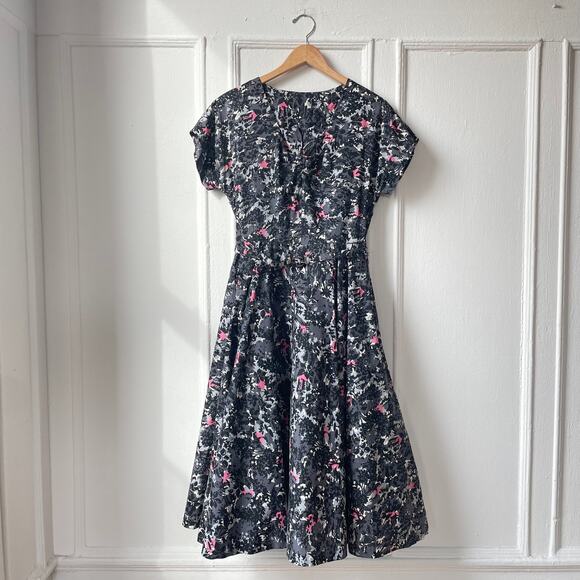 50s Vintage Scenic Novelty Print Cotton Dress 32” Horsehair Slip Metal Zipper - Picture 12 of 12